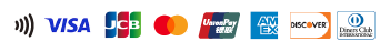 VISA、JCB、Mastercard®、UnionPay（銀聯）、American Express®、Discover、Diners Club